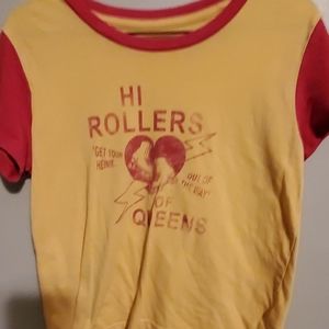Aeropostdale yellow and red roller skate tee